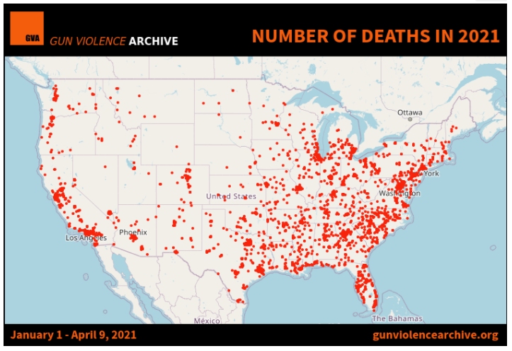 Epidemic of 133 Mass Shootings in the US over the first 98 days of 2021 ...
