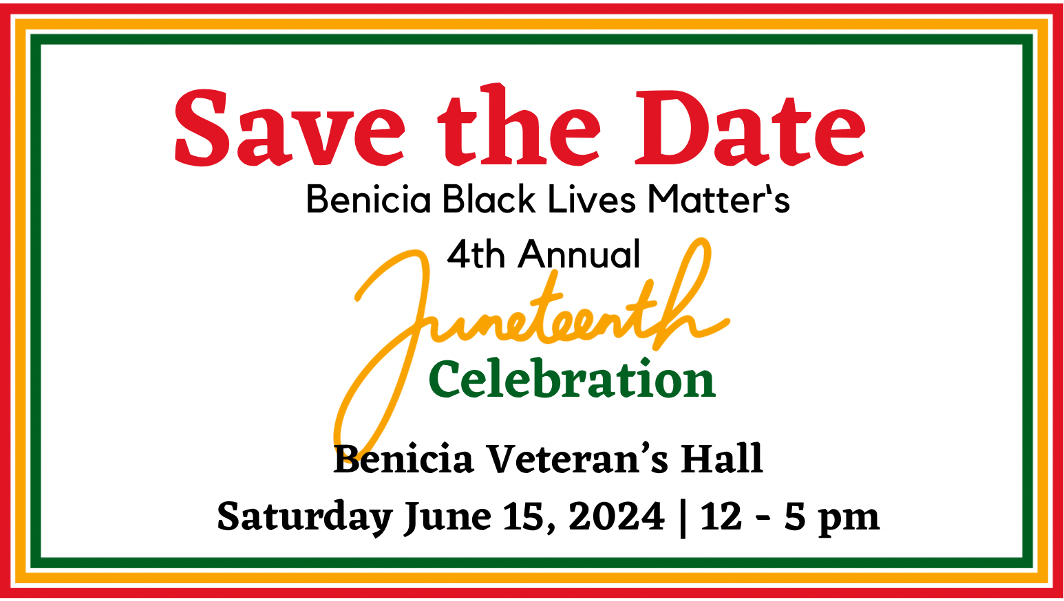 Save Saturday, June 15 for a Celebration in Benicia! The
